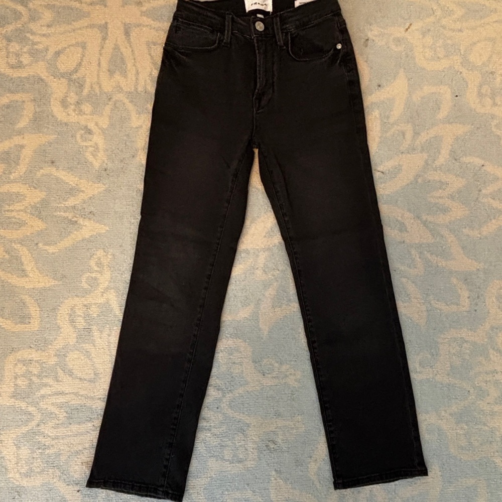 Frame Denim Black Straight Leg Jeans